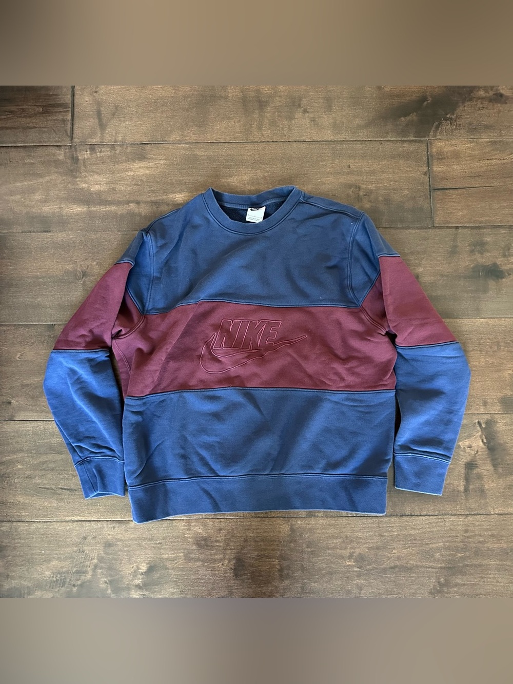 Nike Blue and Maroon Colorblock Crewneck